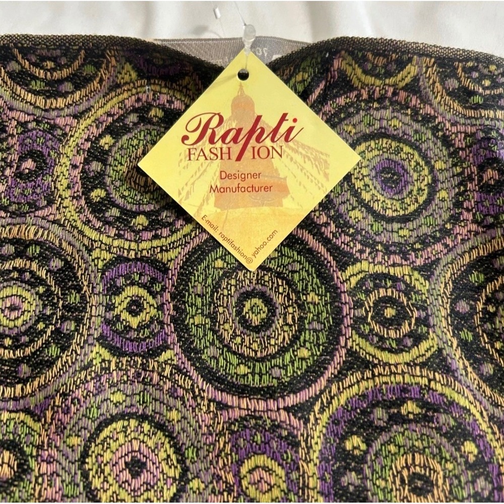 Rapti Fashion Pashmina Silk Infinity Scarf Purple Green Geometric Circle Woven